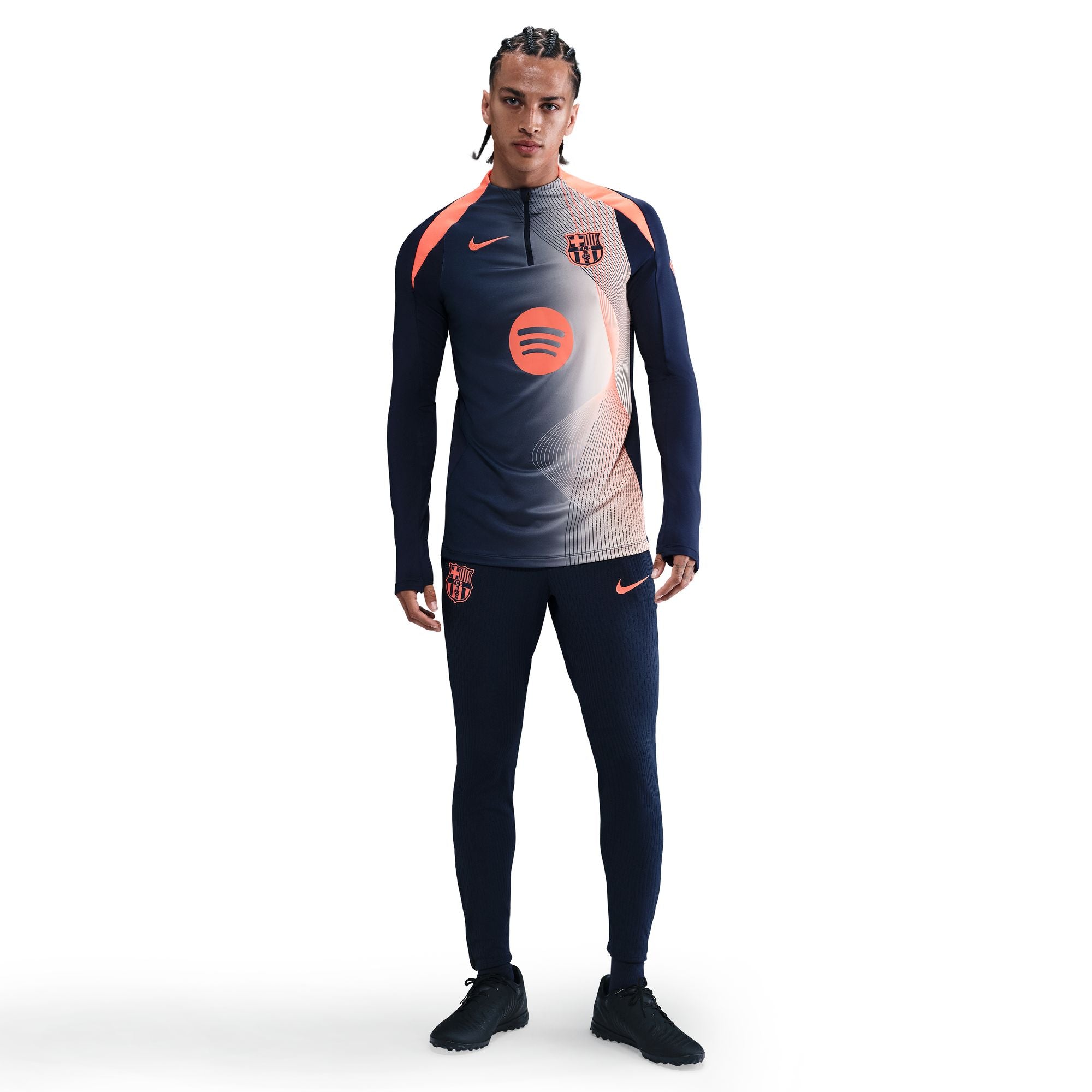 FC Barcelona Strike Third Straight Nike Dri-FIT Total 90 Soccer Pre-Match Drill Top