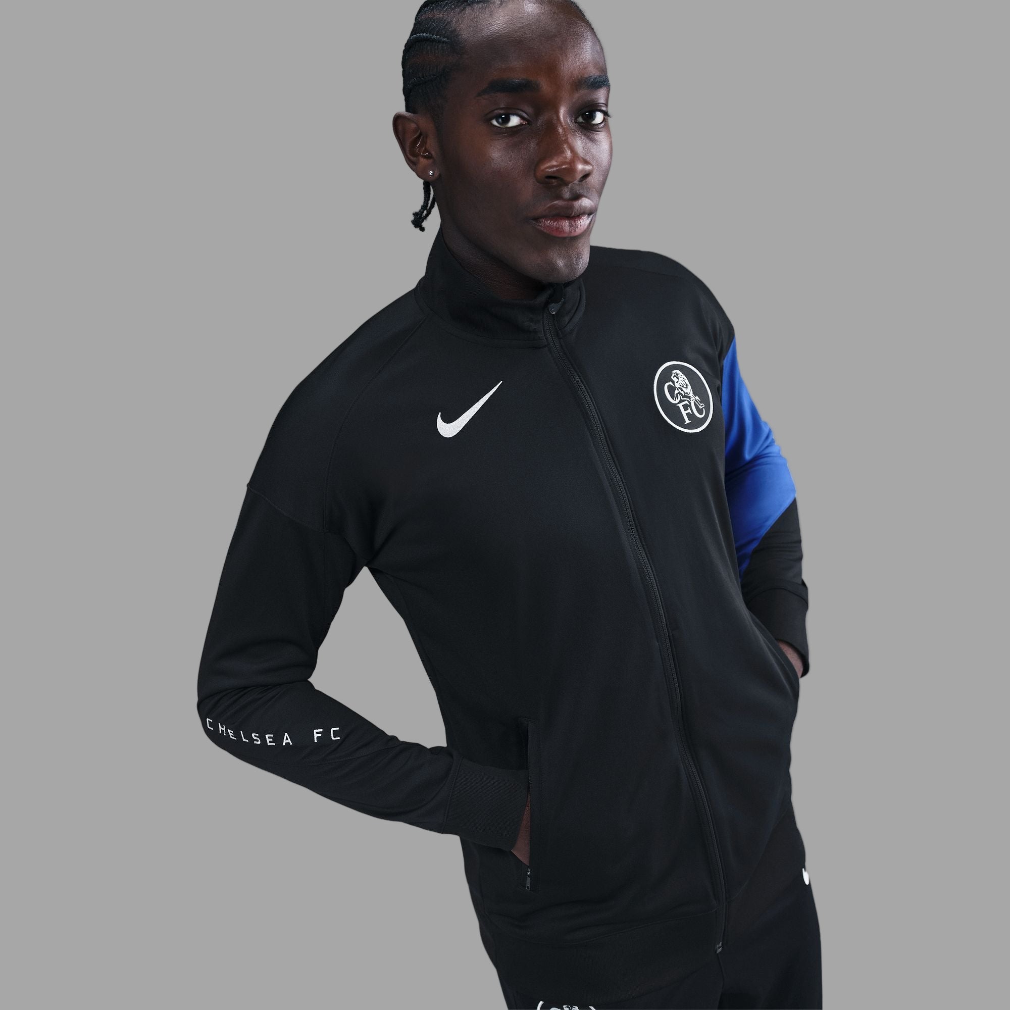 Chelsea FC Strike Third Straight Fit Nike Dri-FIT Total 90 Soccer Knit Track Jacket