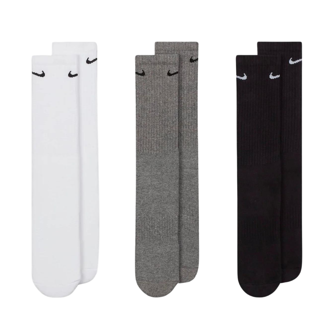 Nike Everyday Cushioned Black, White, Grey Training Crew Socks (3 Pairs)